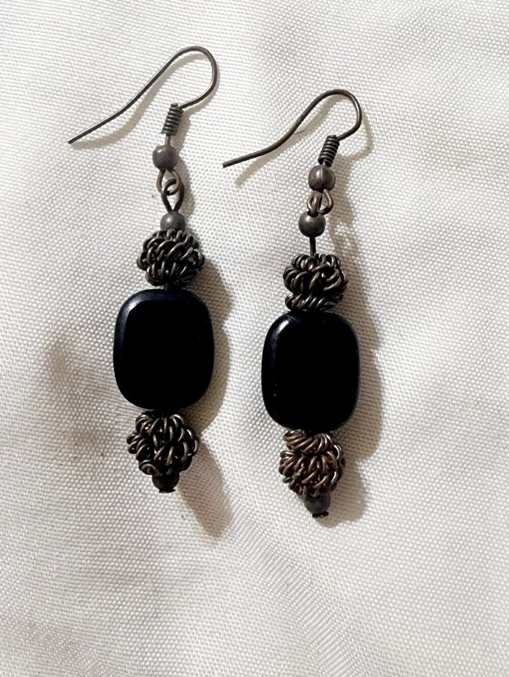 Black Obsidian Bead Drop Earrings - Women Jewelry
